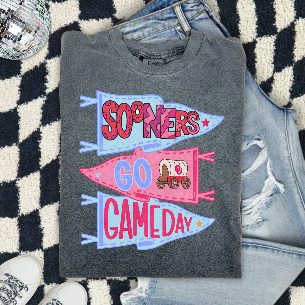Sooners Pennant T-Shirt — “Sooners Go Game Day” College Football Tee