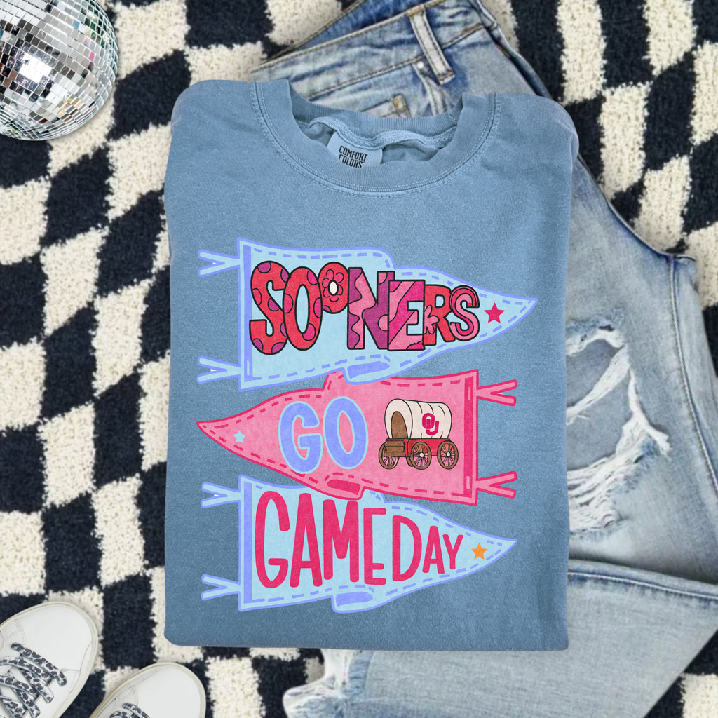 Sooners Pennant T-Shirt — “Sooners Go Game Day” College Football Tee