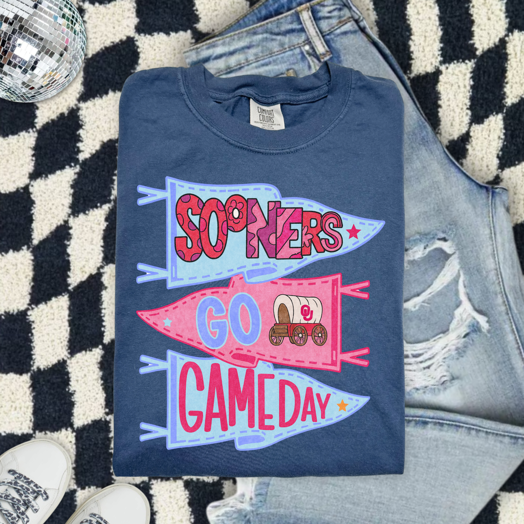 Sooners Pennant T-Shirt — “Sooners Go Game Day” College Football Tee