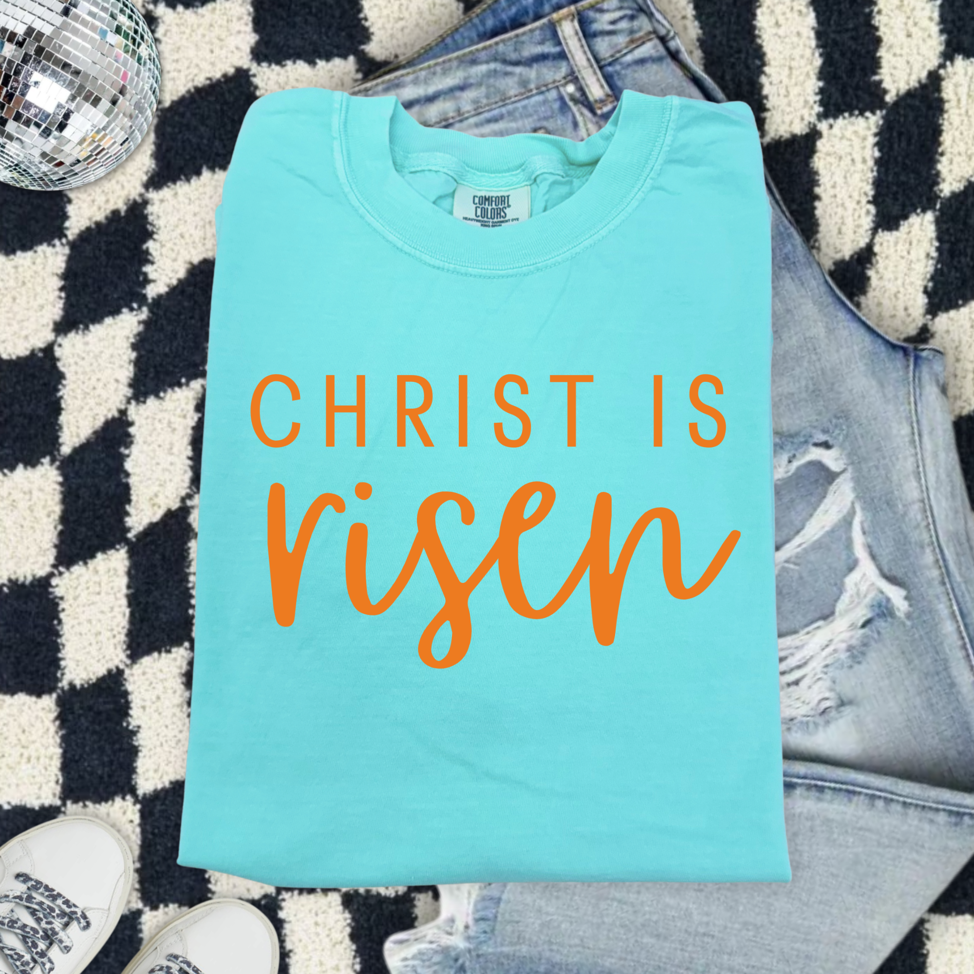 Christ is Risen Comfort Colors Tee - Easter Christian Faith T-Shirt