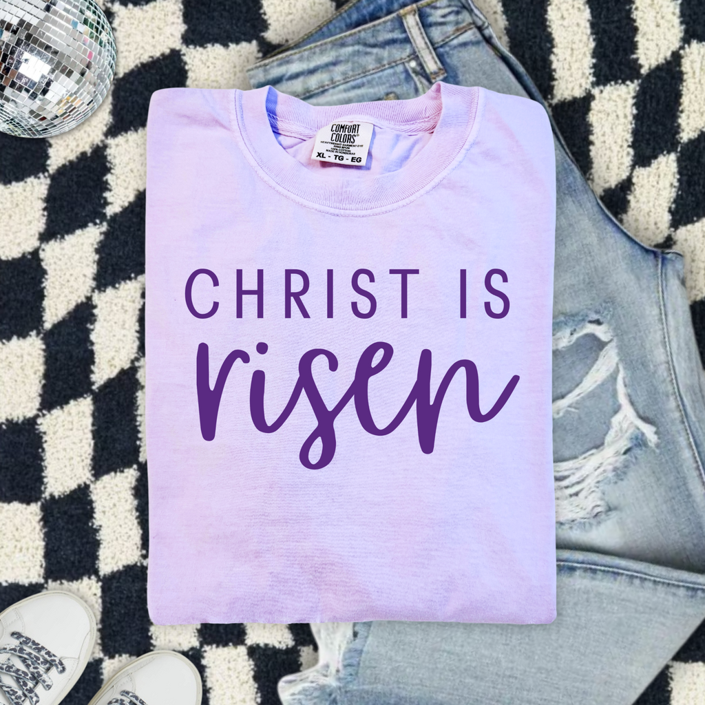 Christ Is Risen Comfort Colors T-Shirt — Easter Christian Faith Shirt