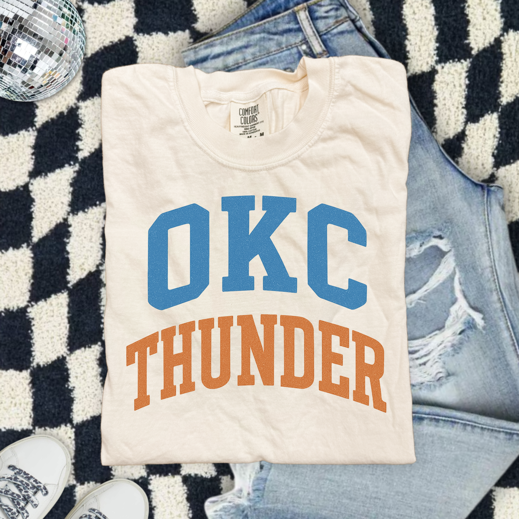 OKC Thunder Basketball Comfort Colors T-Shirt — Retro Team Logo Tee