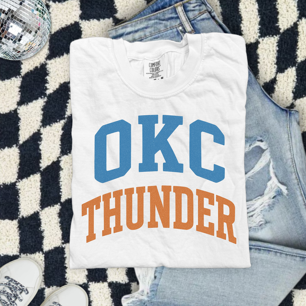 OKC Thunder Basketball Comfort Colors T-Shirt — Retro Team Logo Tee