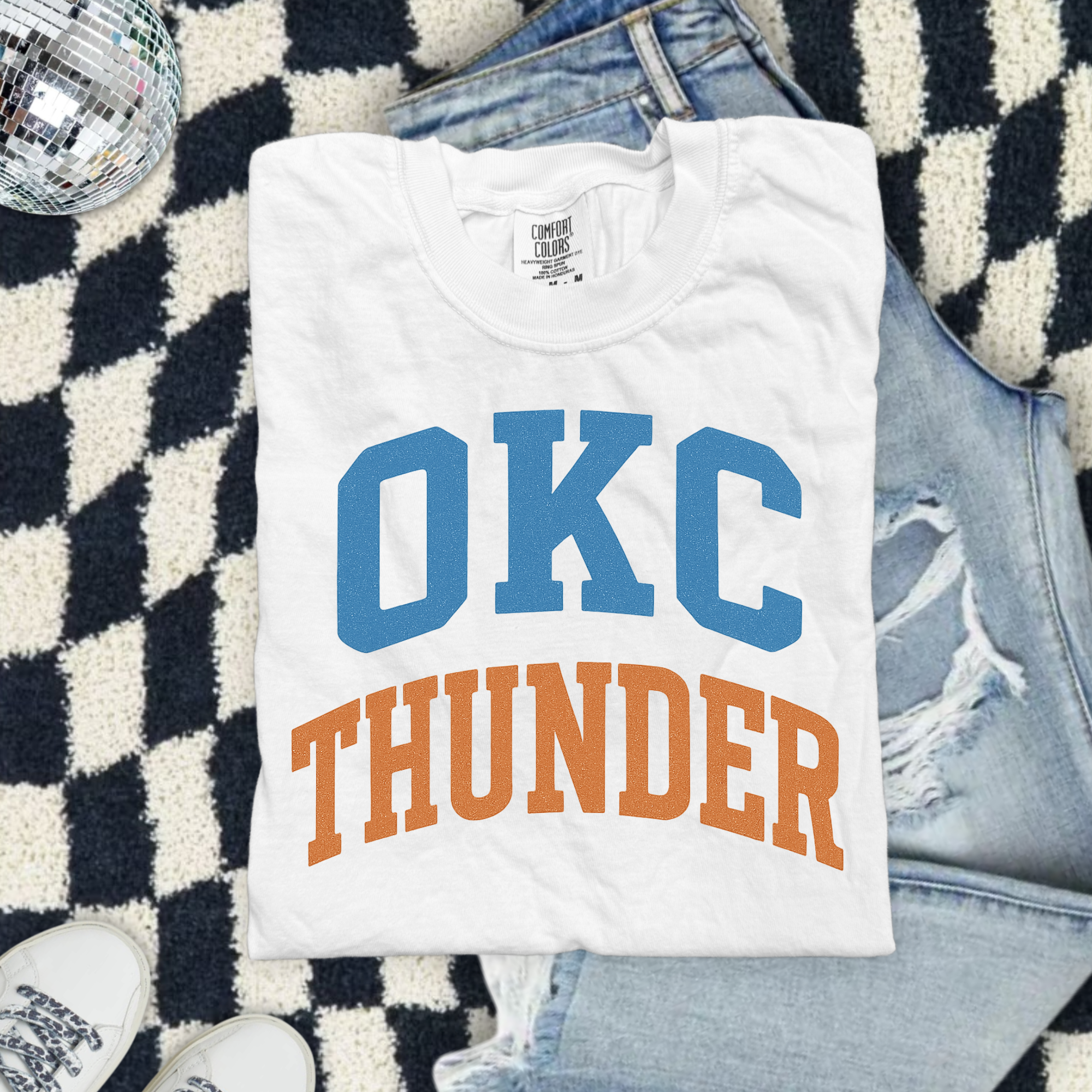 OKC Thunder Basketball Comfort Colors T-Shirt — Retro Team Logo Tee