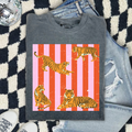 Tiger Stripe Graphic Comfort Colors T-Shirt — Retro Pink Striped Tigers