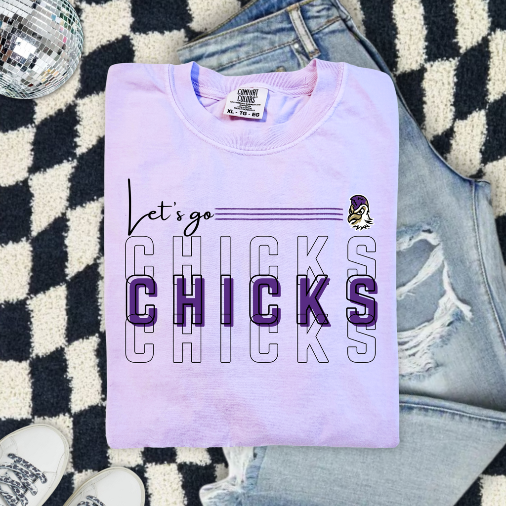 Chicks Graphic T-Shirt — 'Let's Go Chicks' Vintage Collegiate Tee
