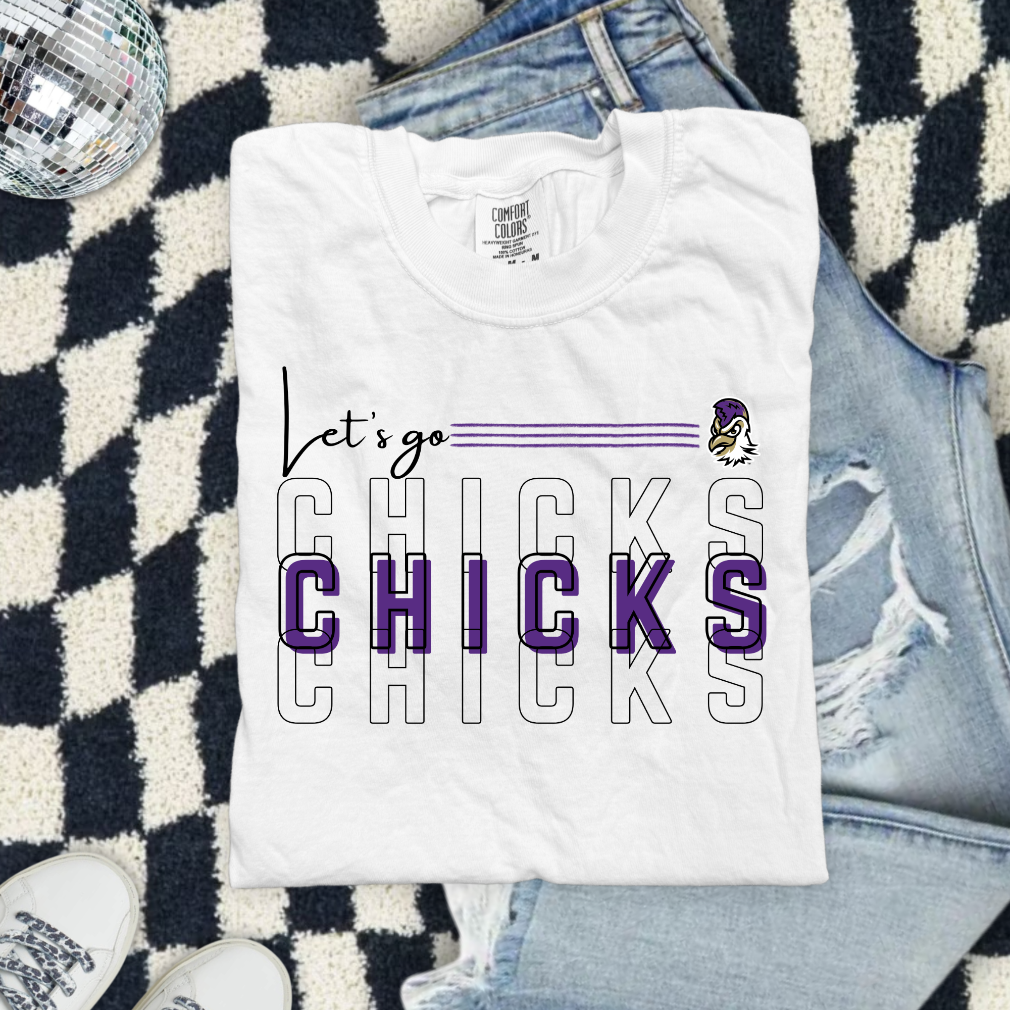 Chicks Graphic T-Shirt — 'Let's Go Chicks' Vintage Collegiate Tee