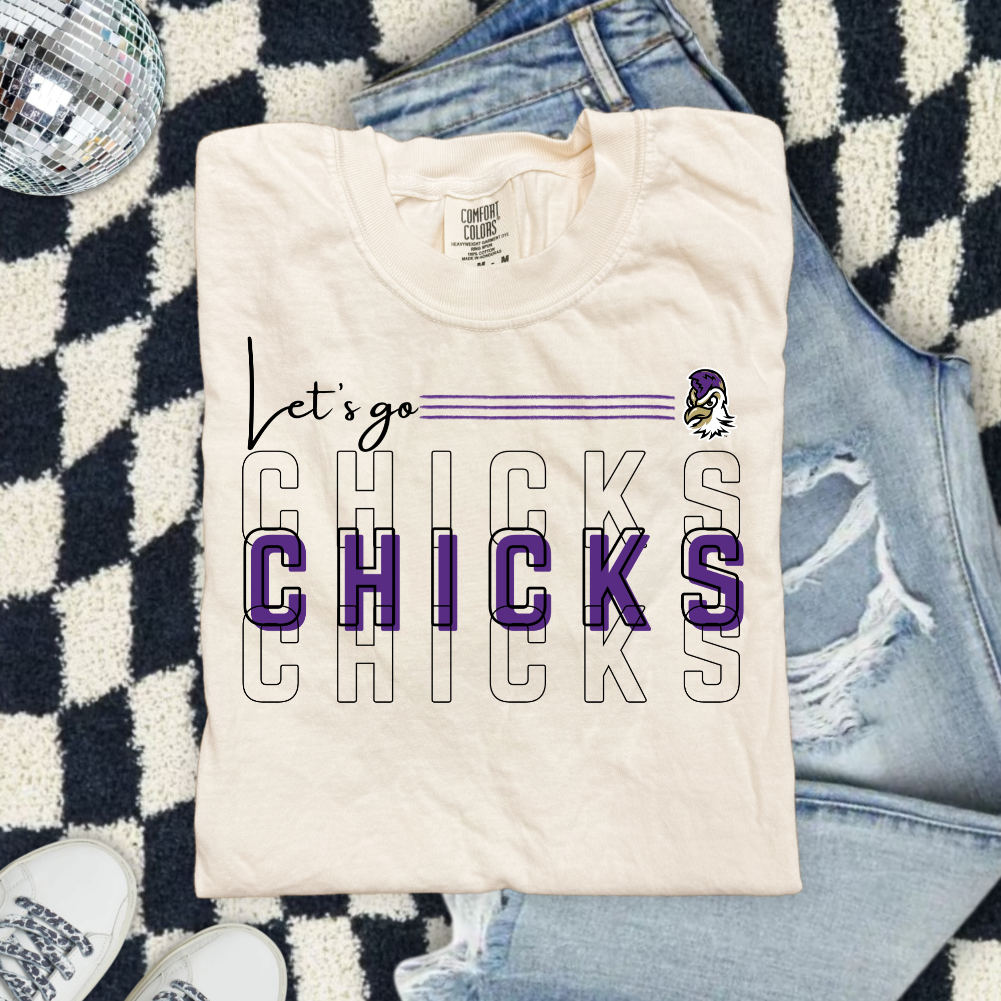 Chicks Graphic T-Shirt — 'Let's Go Chicks' Vintage Collegiate Tee