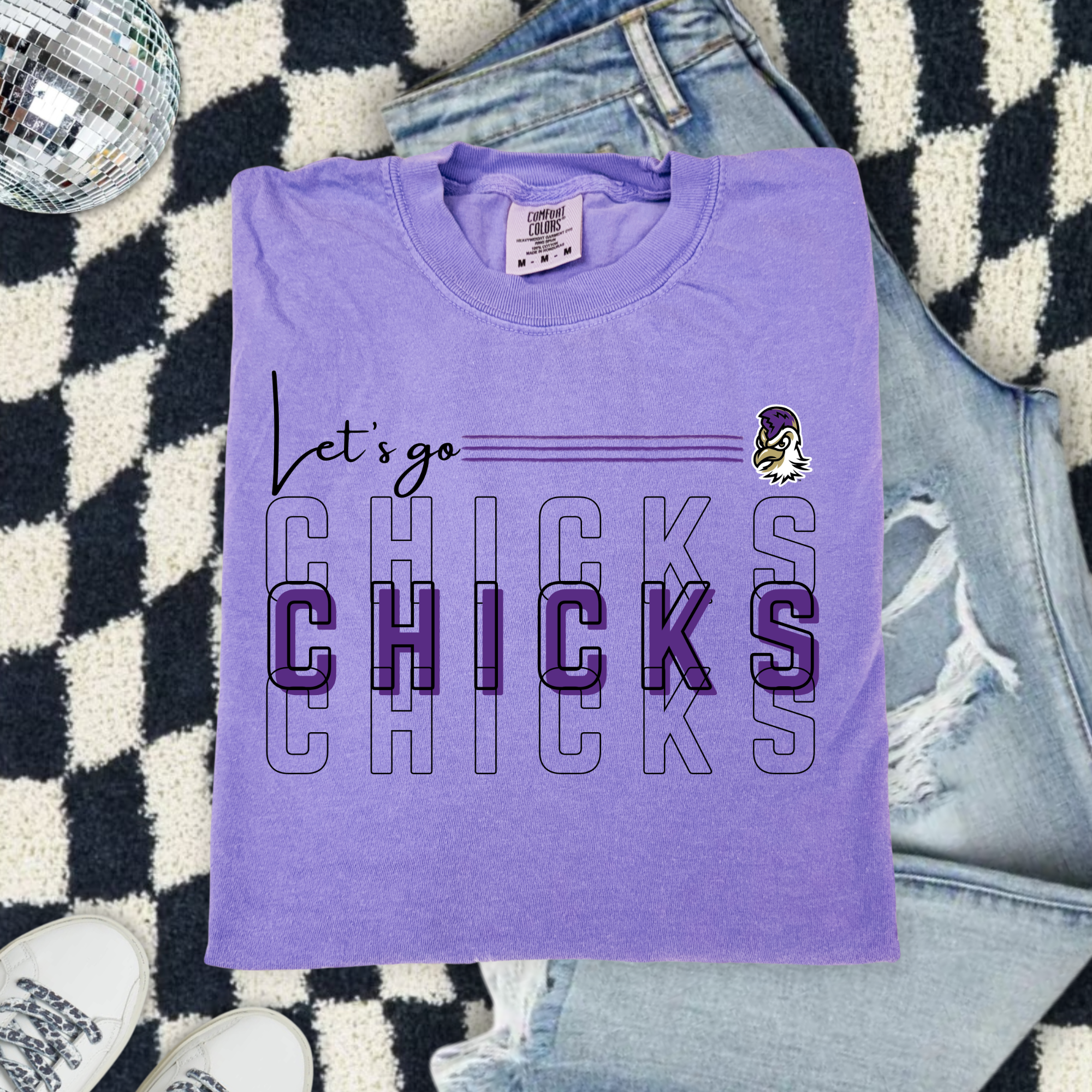 Chicks Graphic T-Shirt — 'Let's Go Chicks' Vintage Collegiate Tee