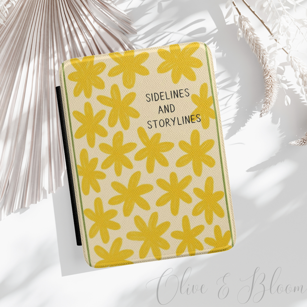 Yellow Daisy Kindle Case – "Sidelines and Storylines" Protective E-Reader Cover