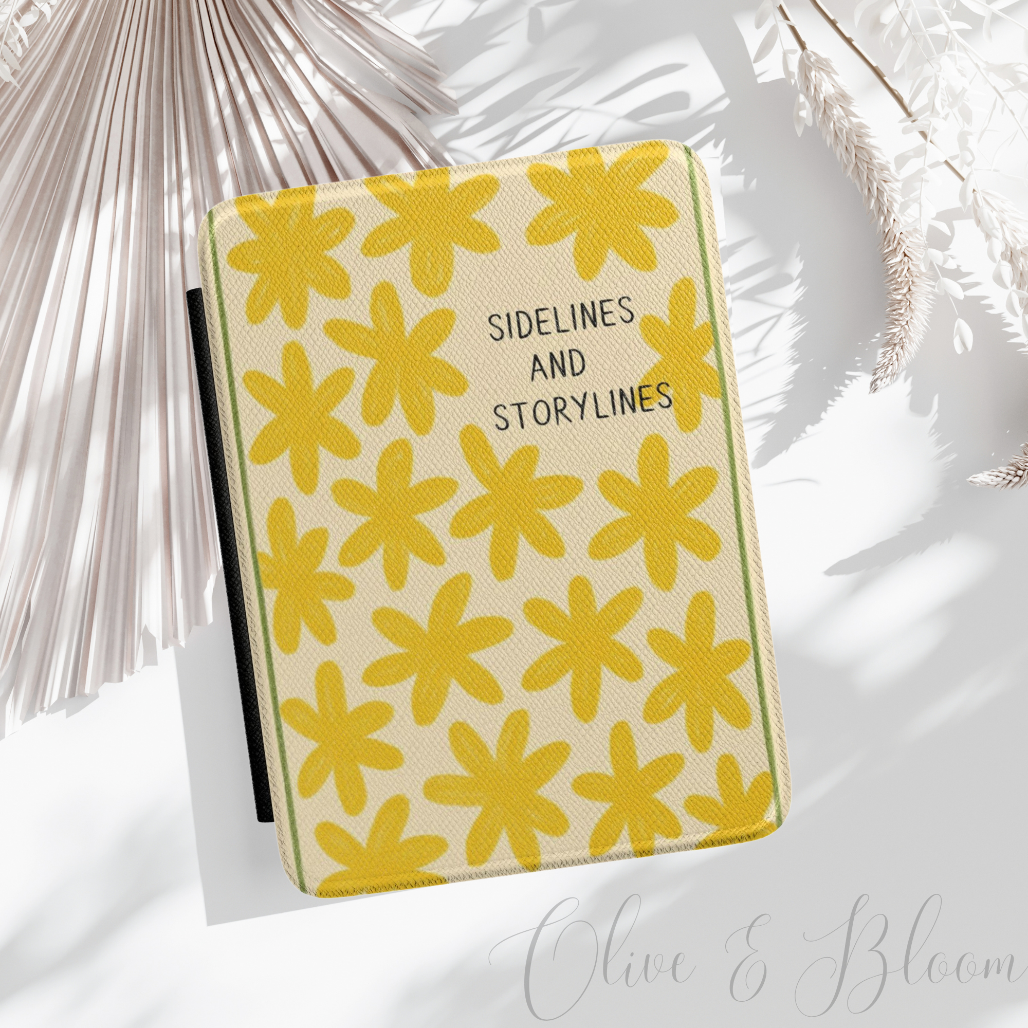 Yellow Daisy Kindle Case – "Sidelines and Storylines" Protective E-Reader Cover