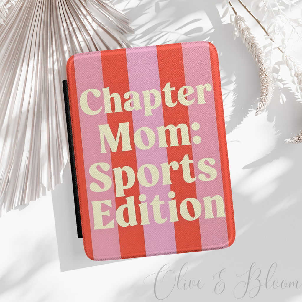 Kindle Case — "Chapter Mom: Sports Edition" Striped E-Reader Cover