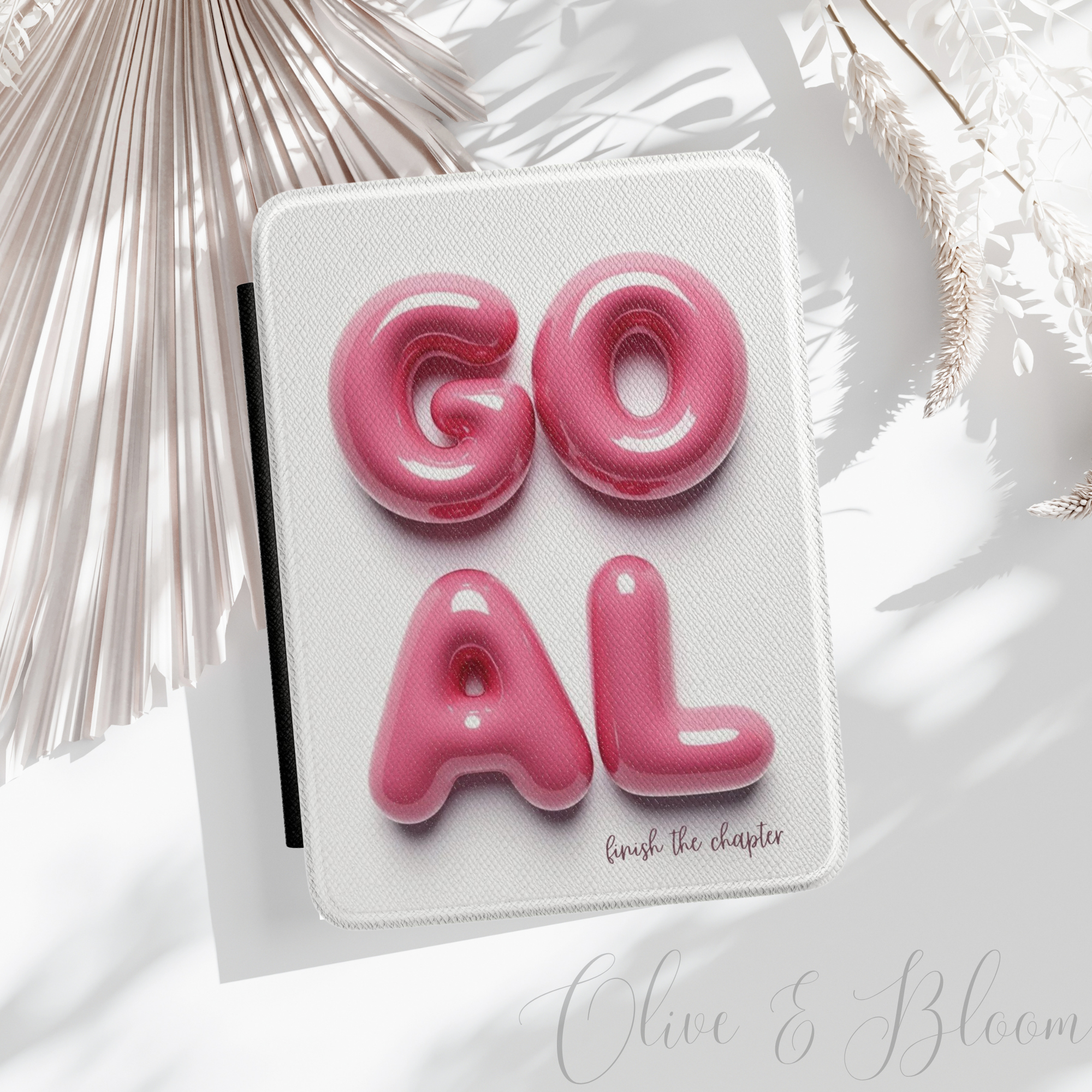 Kindle Case - "Goal" Pink Balloon Text Cover (Finish the Chapter)