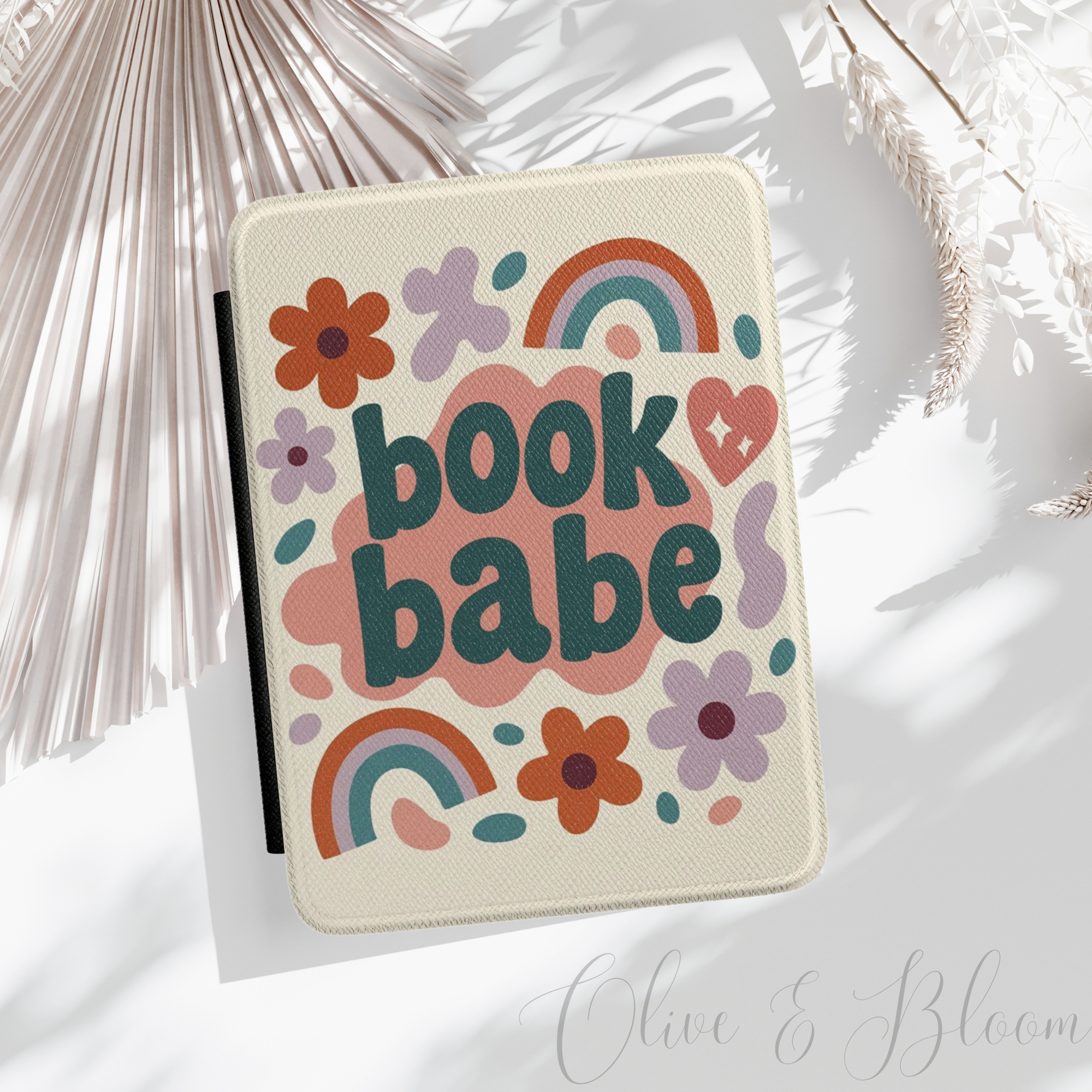 Kindle Case - "Book Babe" Floral Rainbow Reader Cover