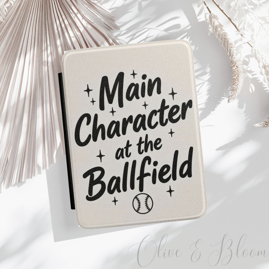 Kindle Case - "Main Character at the Ballfield" Protective E-Reader Cover for Baseball Lovers