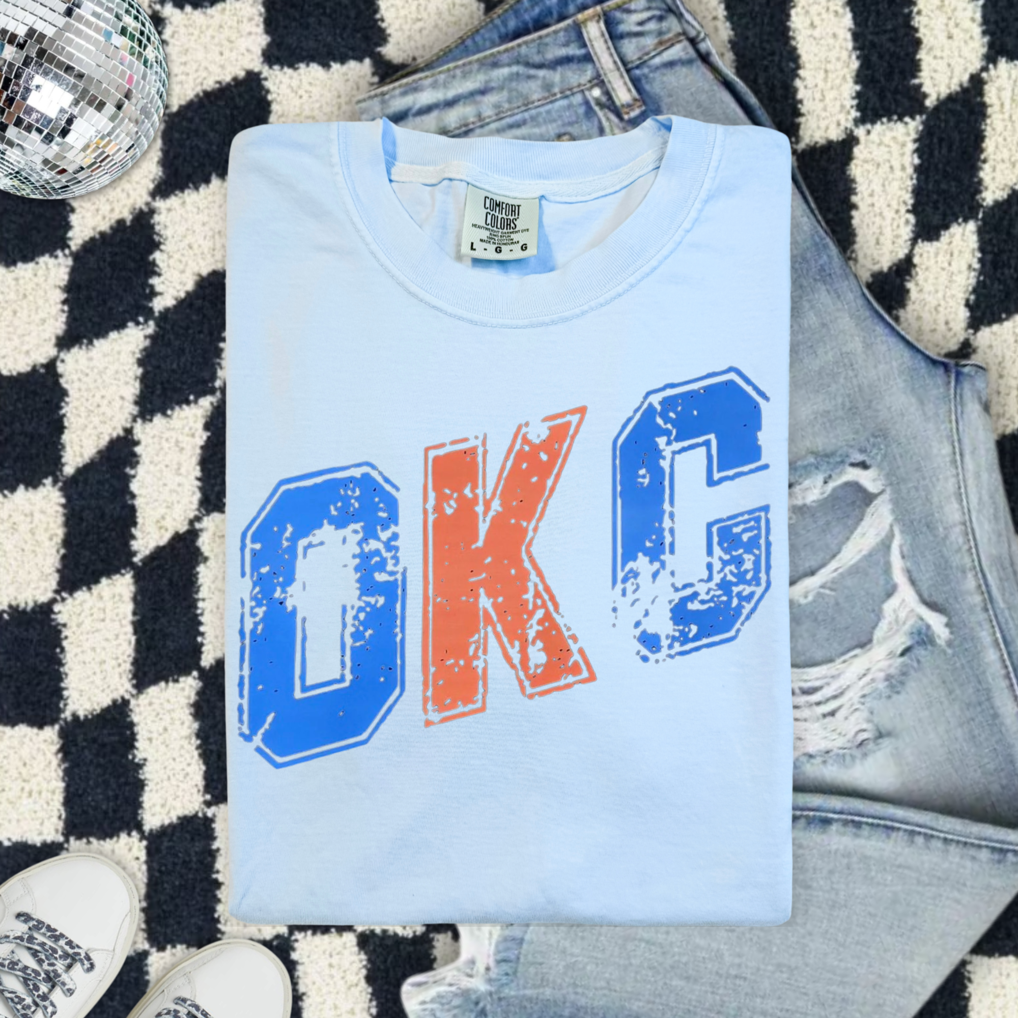 OKC Vintage Distressed T-Shirt — Retro Oklahoma City Tee