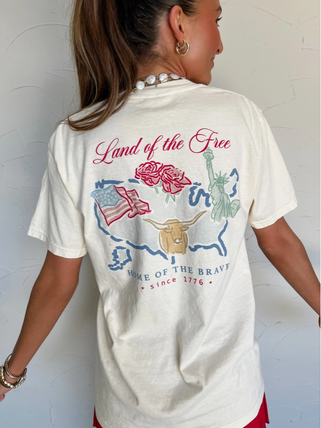 Land of the Free Patriotic Graphic Tee | Vintage USA Comfort Tee | Fourth of July Shirt | America Graphic Tee
