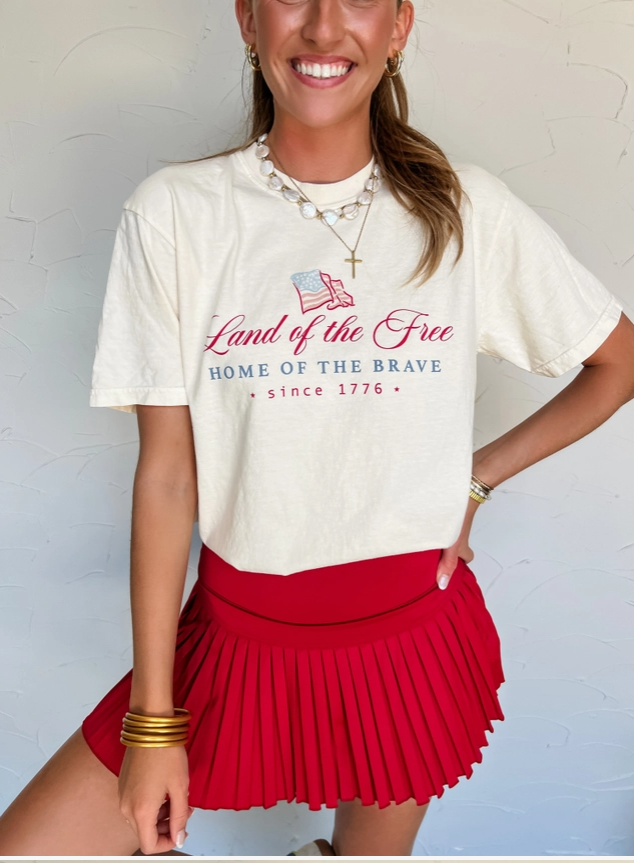 Land of the Free Patriotic Graphic Tee | Vintage USA Comfort Tee | Fourth of July Shirt | America Graphic Tee