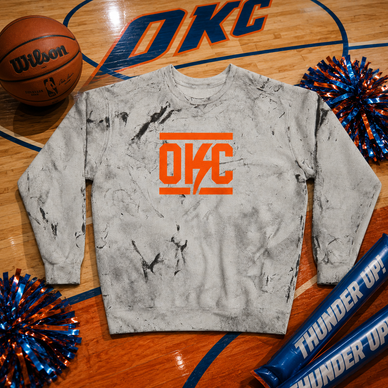 OKC Logo Marble Dye Crewneck Sweatshirt