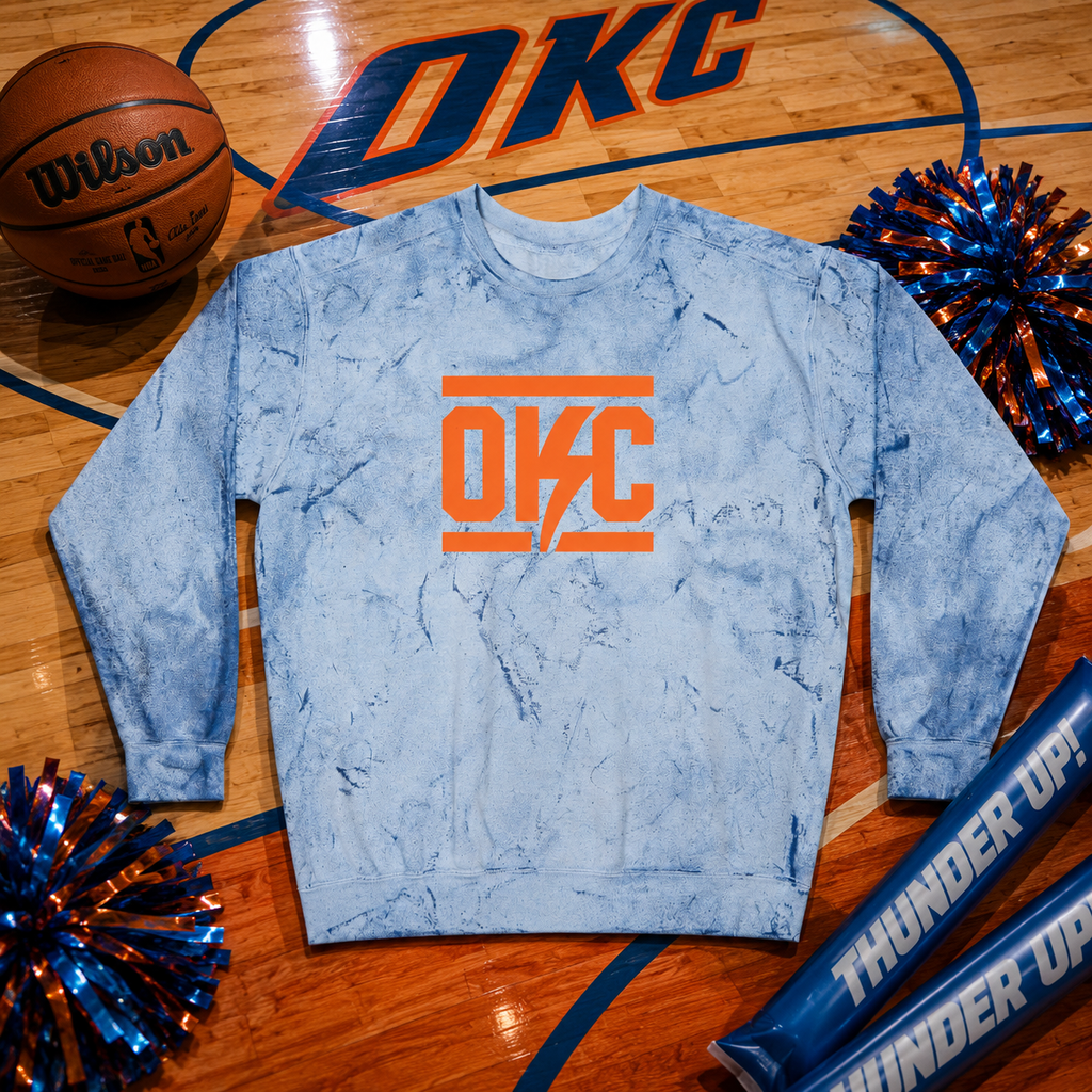 OKC Logo Marble Dye Crewneck Sweatshirt
