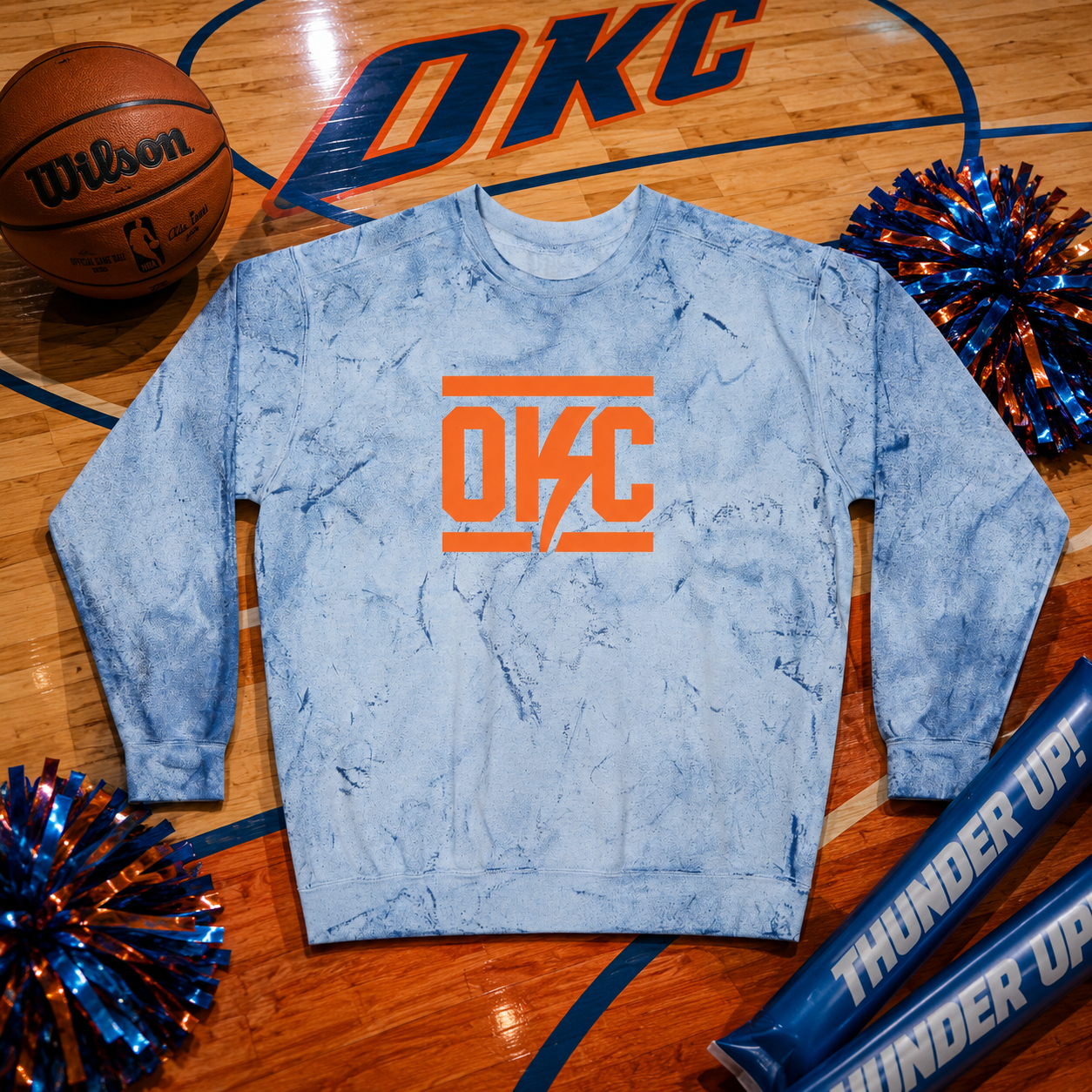 OKC Logo Marble Dye Crewneck Sweatshirt