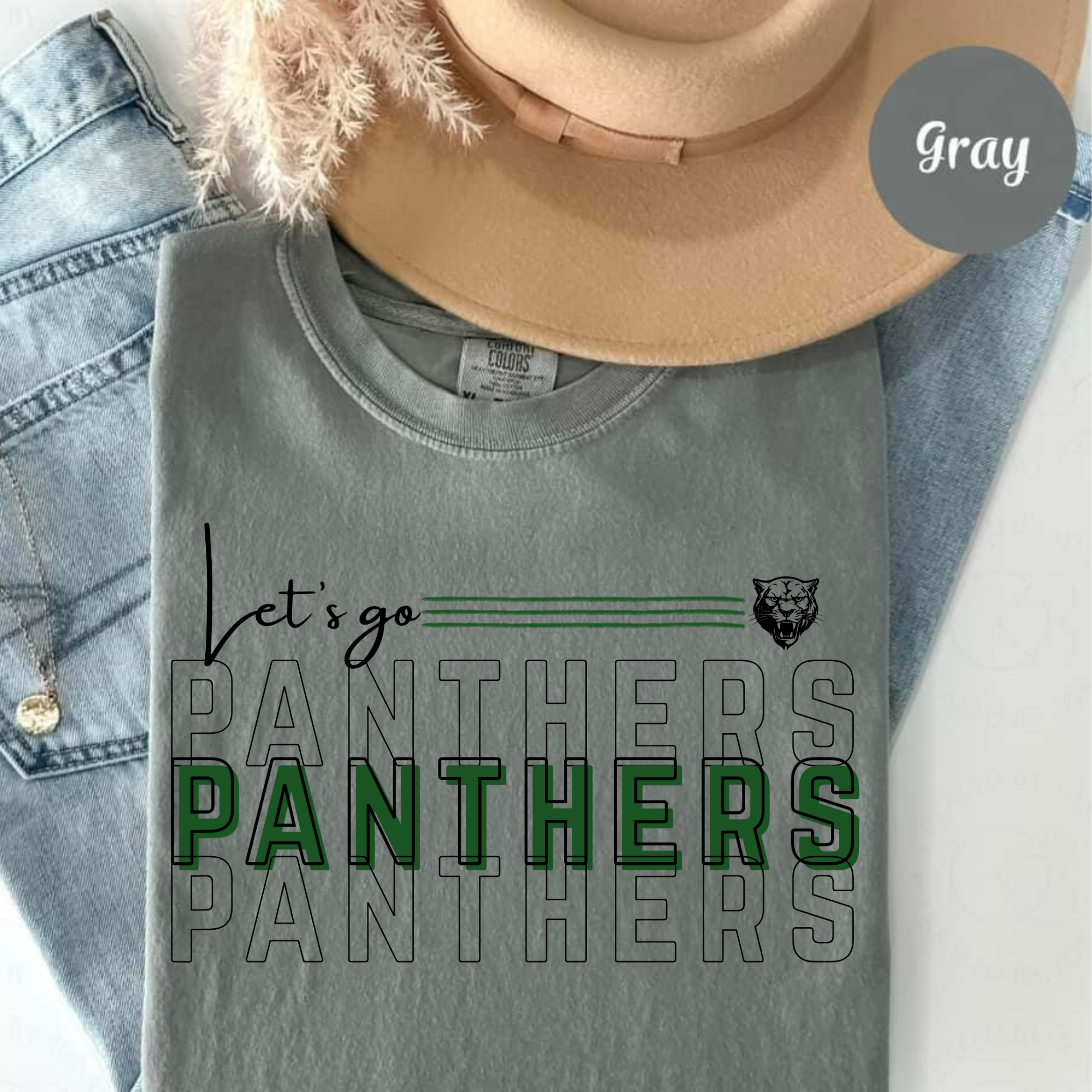Panthers Crew T-Shirt — Script 'Let's go' AMPO