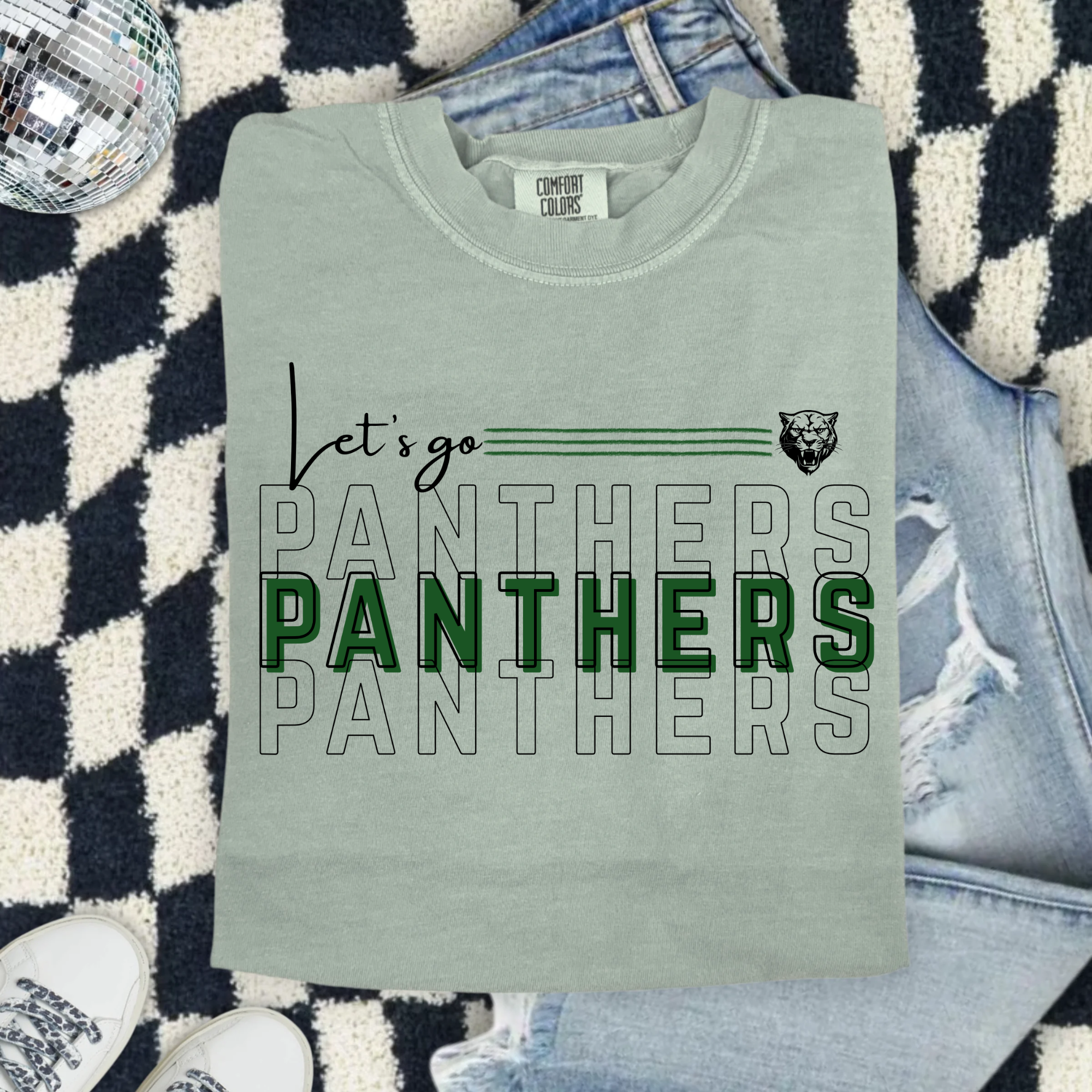 Panthers Crew T-Shirt — Script 'Let's go' AMPO
