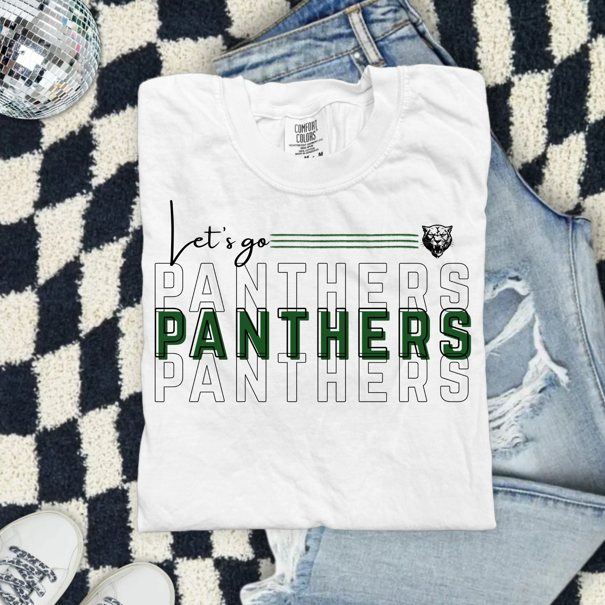 Panthers Crew T-Shirt — Script 'Let's go' AMPO
