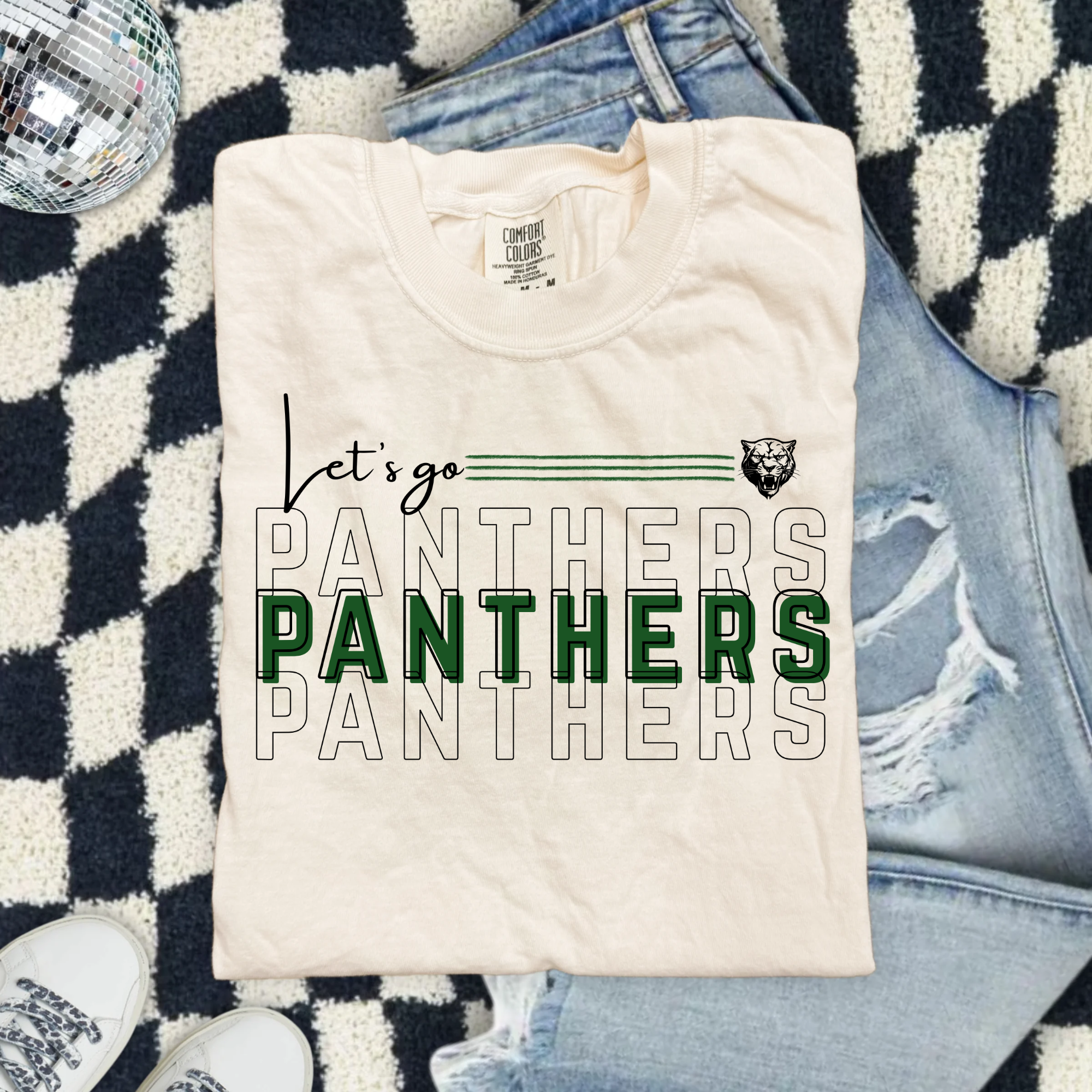 Panthers Crew T-Shirt — Script 'Let's go' AMPO