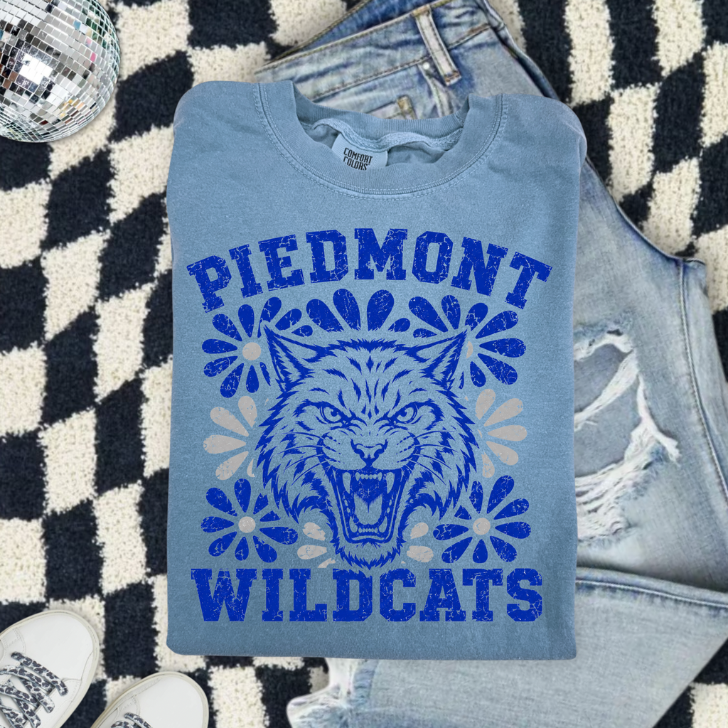 Piedmont Wildcats T-Shirt — Vintage Floral Tiger School Spirit Tee