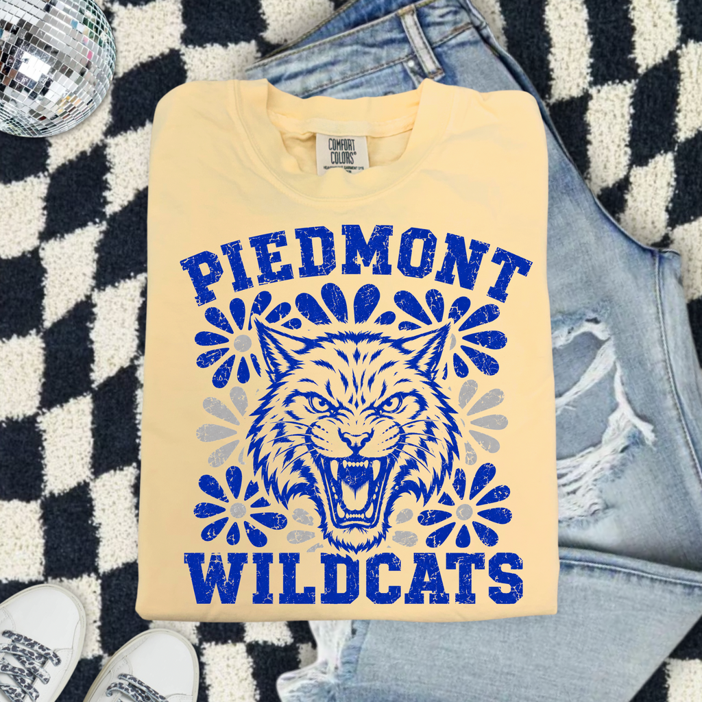 Piedmont Wildcats T-Shirt — Vintage Floral Tiger School Spirit Tee
