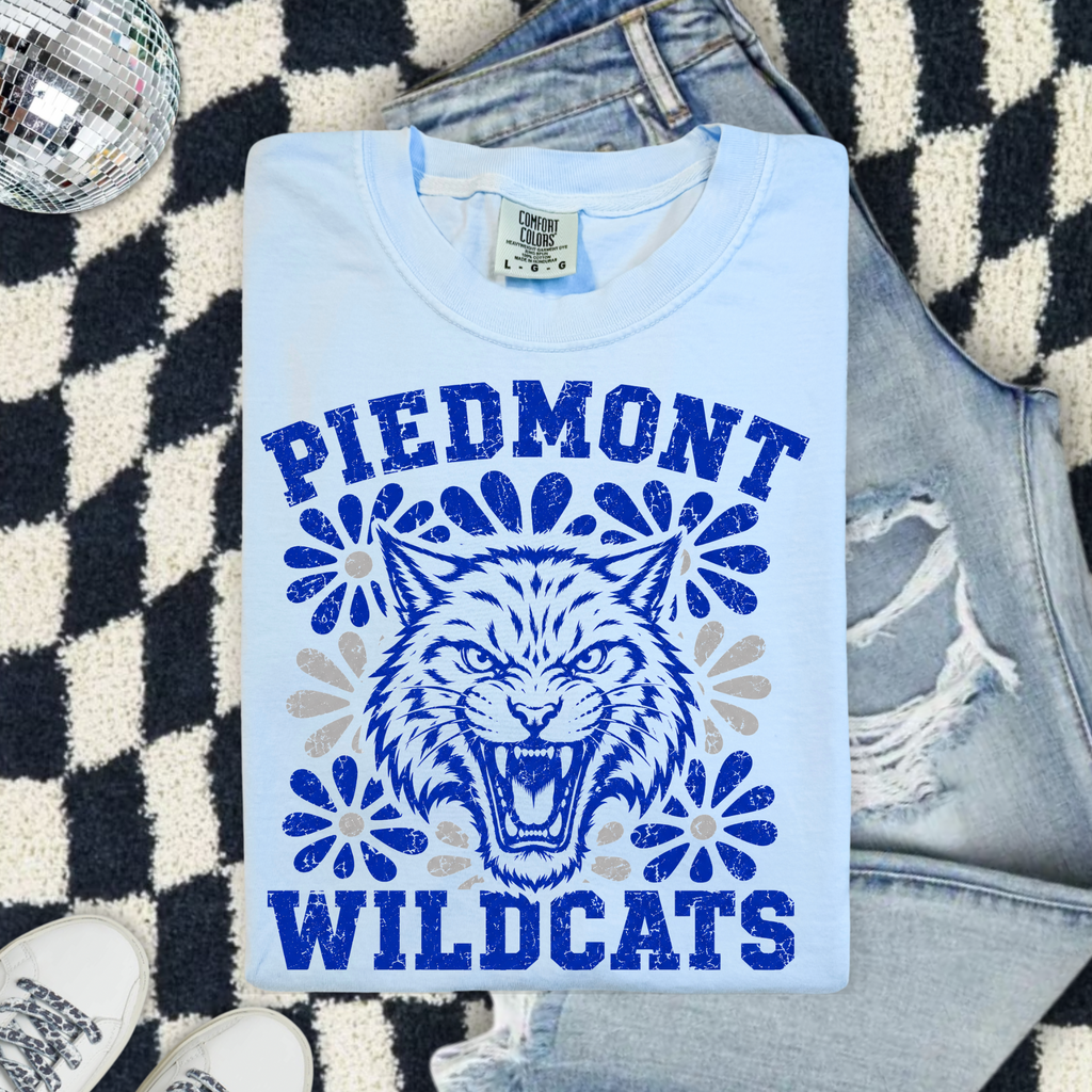 Piedmont Wildcats T-Shirt — Vintage Floral Tiger School Spirit Tee