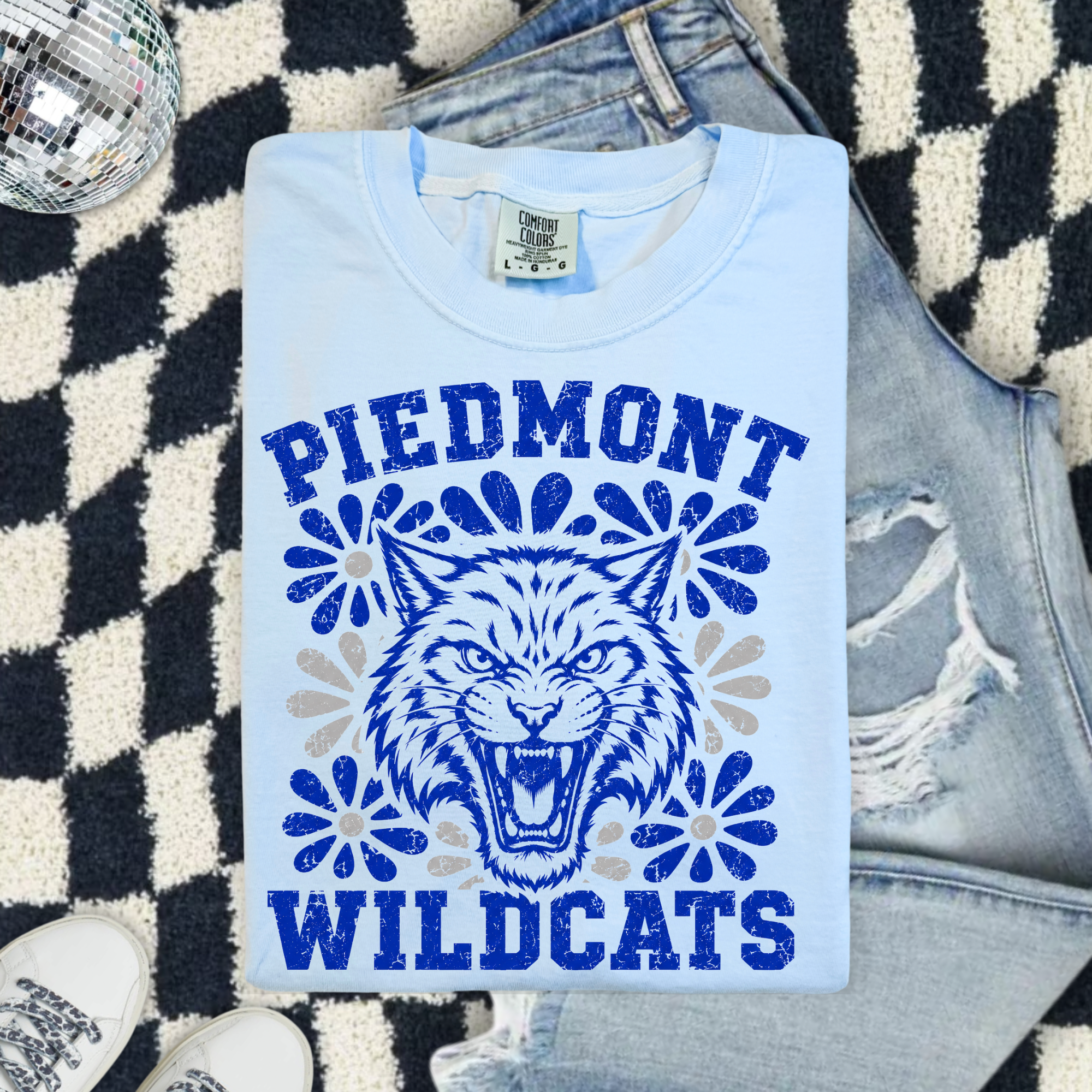 Piedmont Wildcats T-Shirt — Vintage Floral Tiger School Spirit Tee
