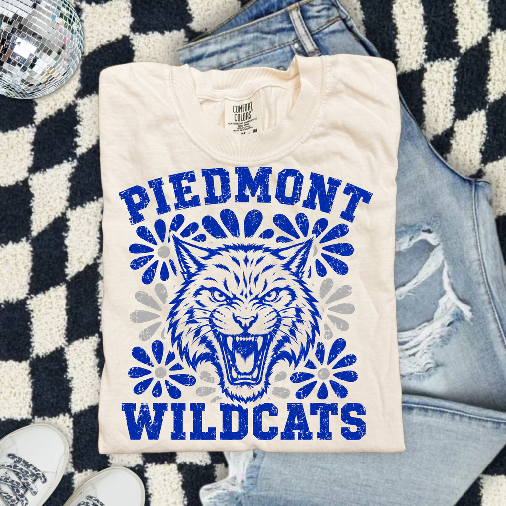 Piedmont Wildcats T-Shirt — Vintage Floral Tiger School Spirit Tee