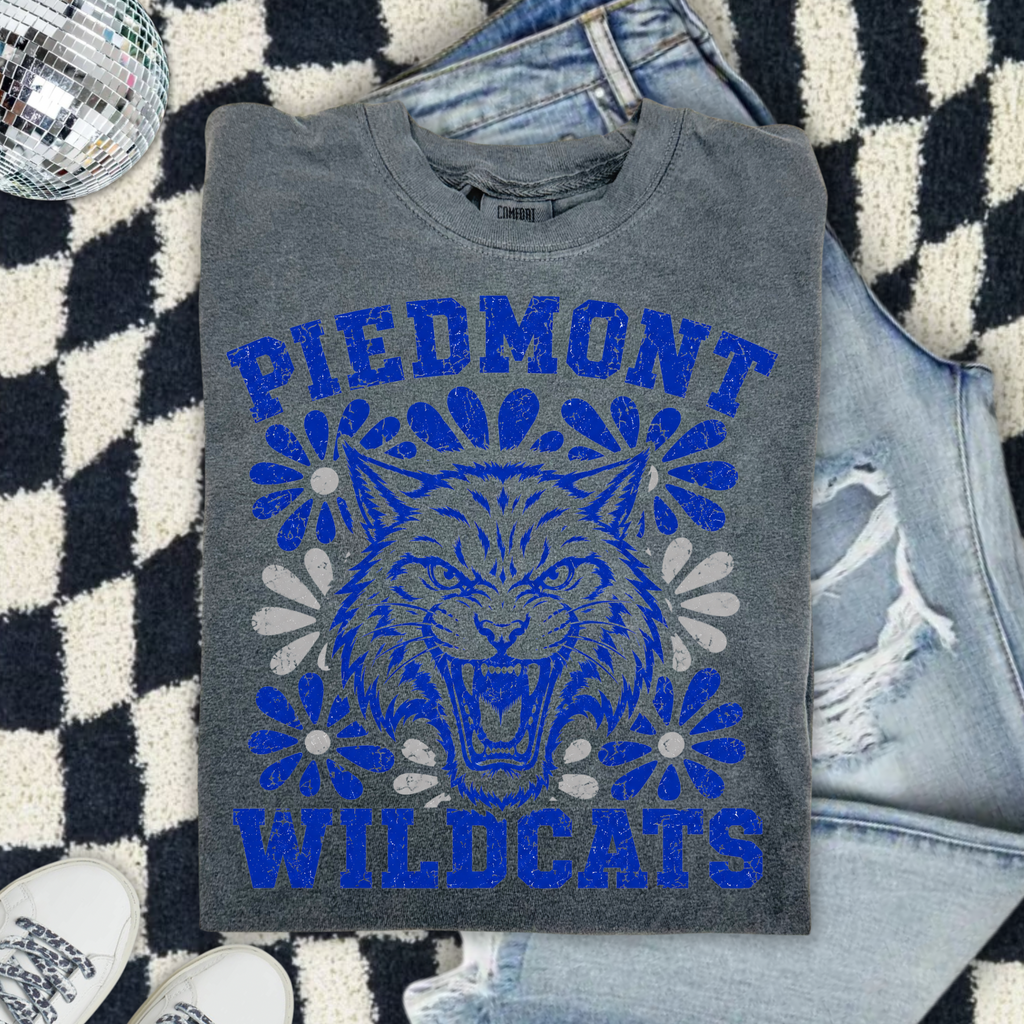 Piedmont Wildcats T-Shirt — Vintage Floral Tiger School Spirit Tee