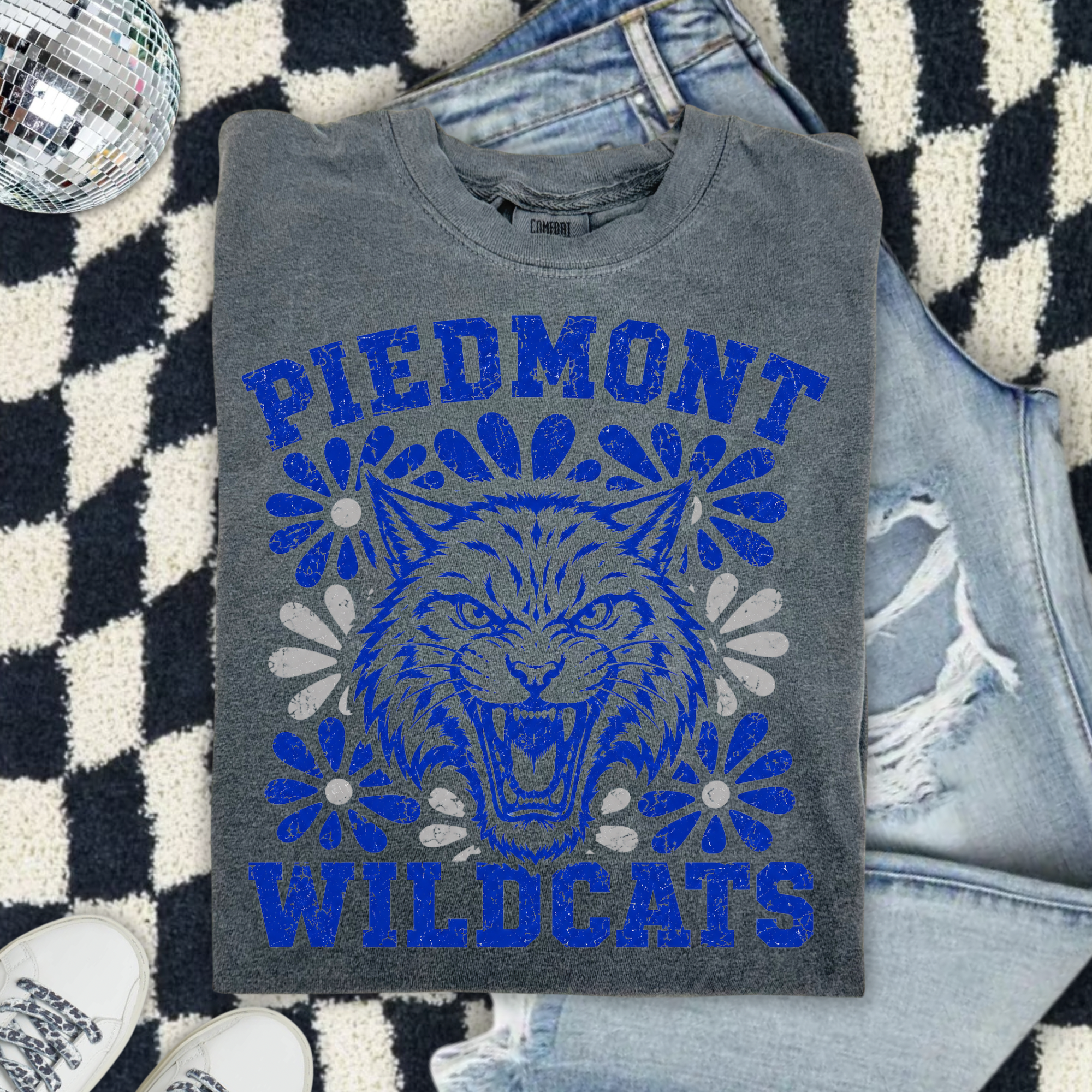 Piedmont Wildcats T-Shirt — Vintage Floral Tiger School Spirit Tee