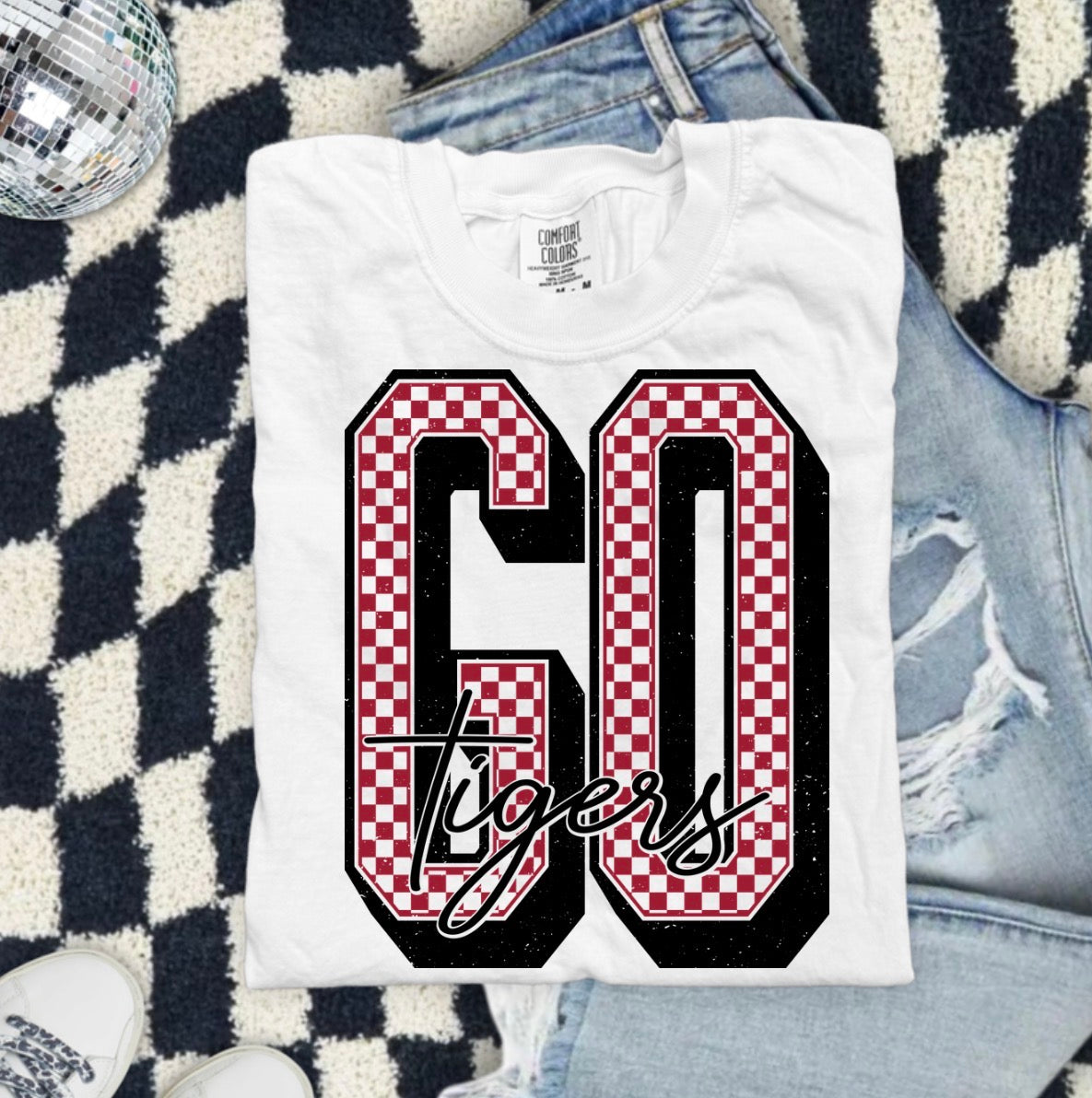 GO Tigers Checkerboard Graphic T-Shirt