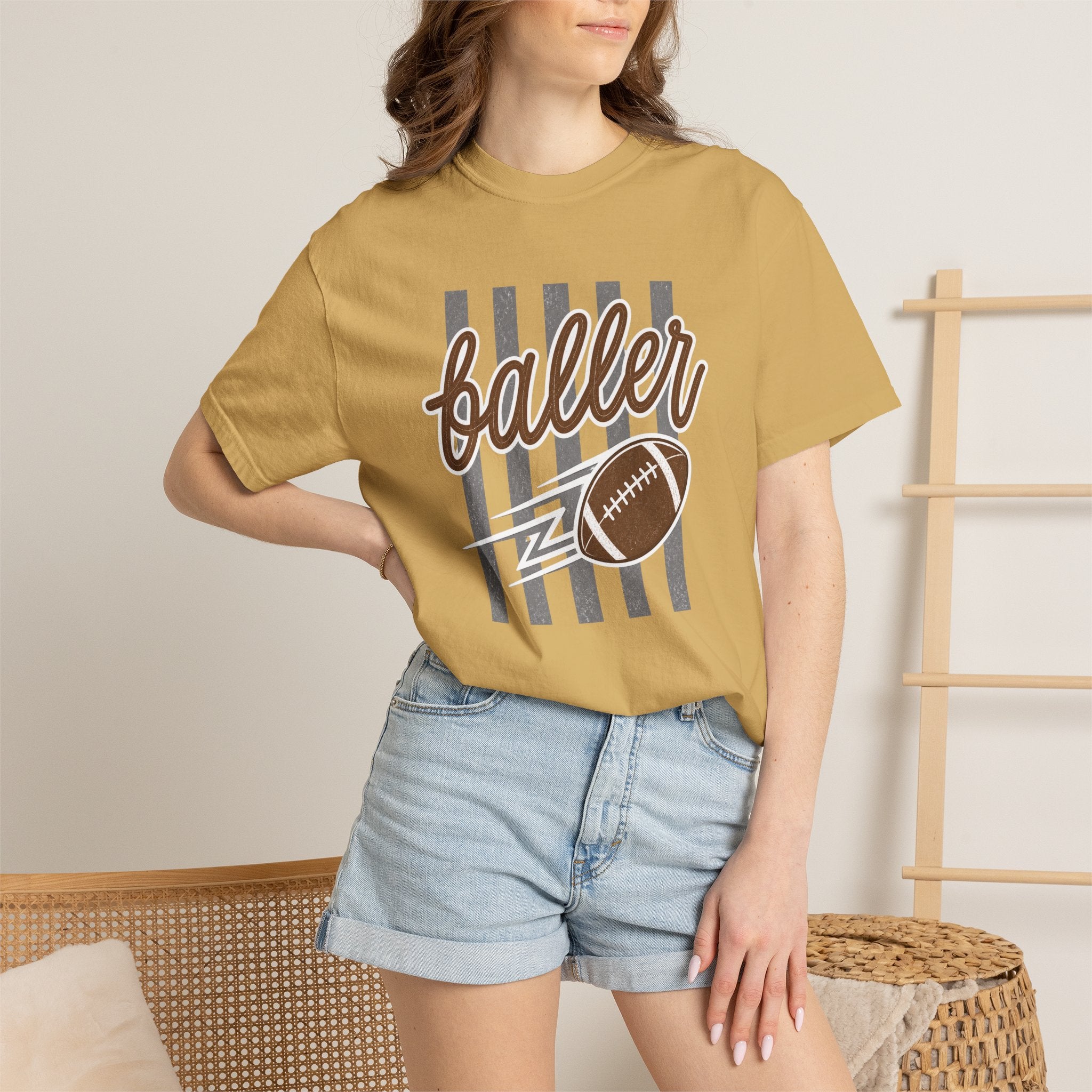 Retro Football Baller Comfort Colors Tee – Vintage Game Day Shirt