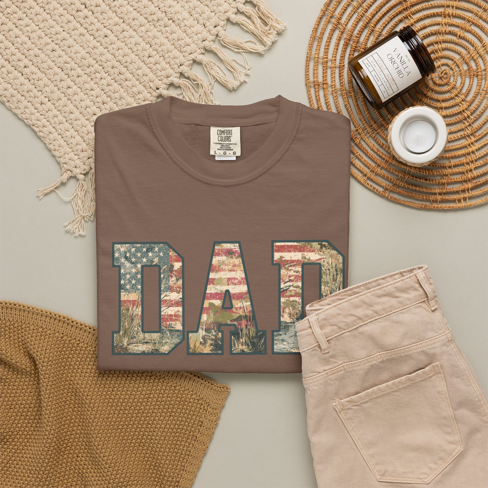 Dad Patriotic Camo T-Shirt – American Flag & Woodland Camouflage Dad Tee