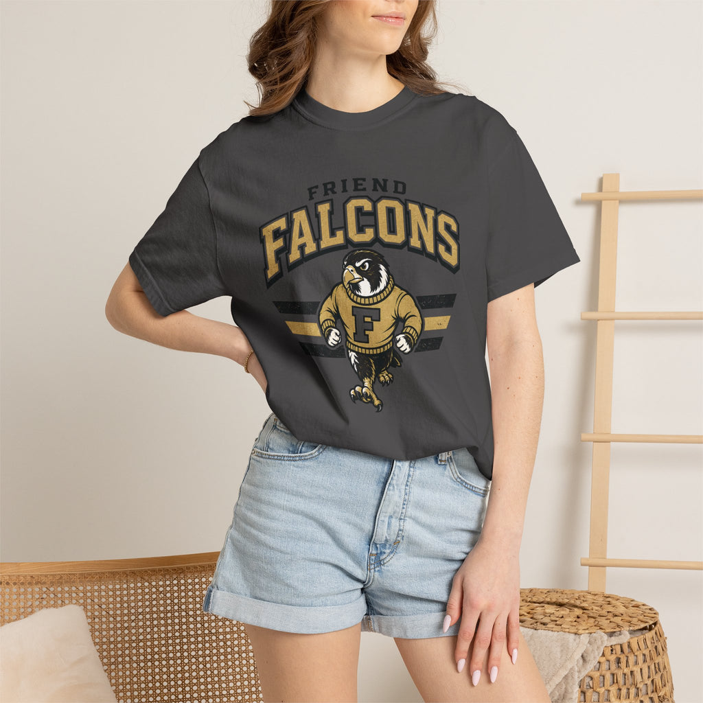 Falcons Vintage Mascot T-Shirt — "Friend Falcons" Retro School Tee