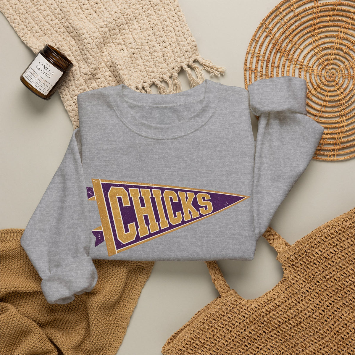 Chicks Vintage Pennant Crewneck Sweatshirt