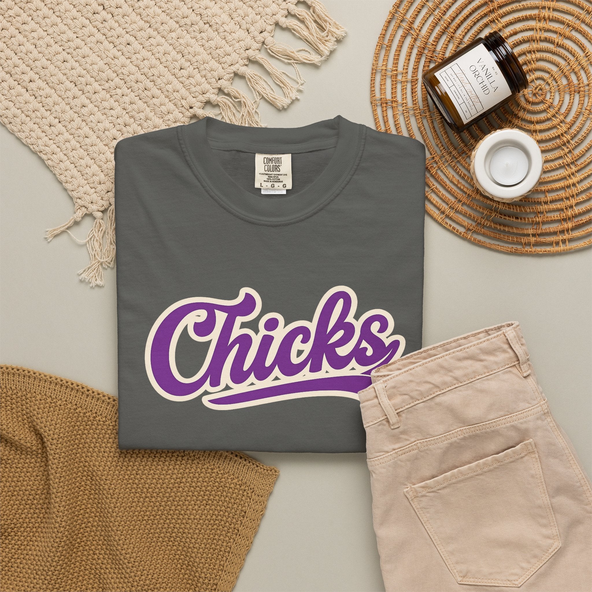 Chicks Script T‑Shirt — Vintage Baseball Style Logo Tee