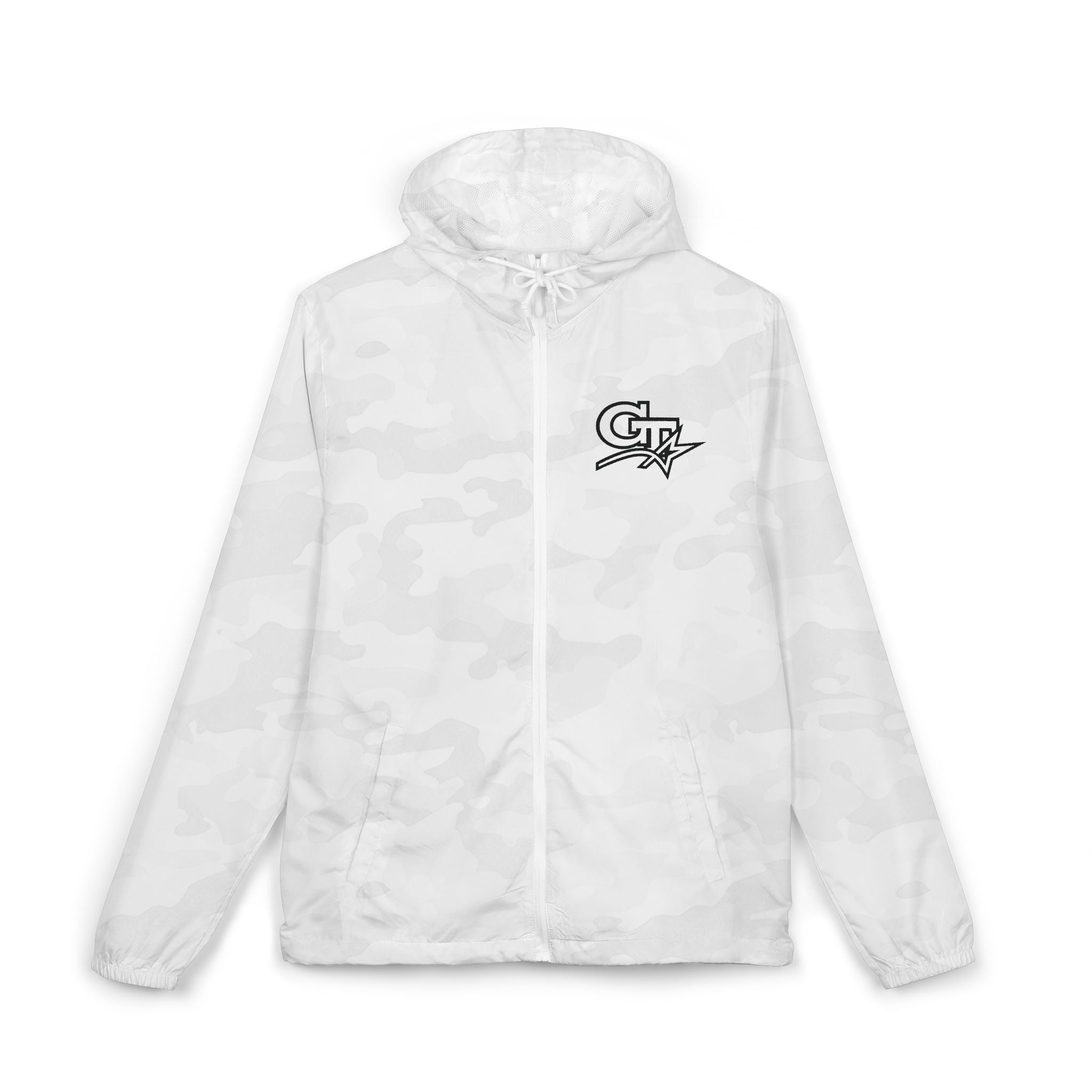 GT Windbreaker Jacket — White Lightweight Full‑Zip Hoodie