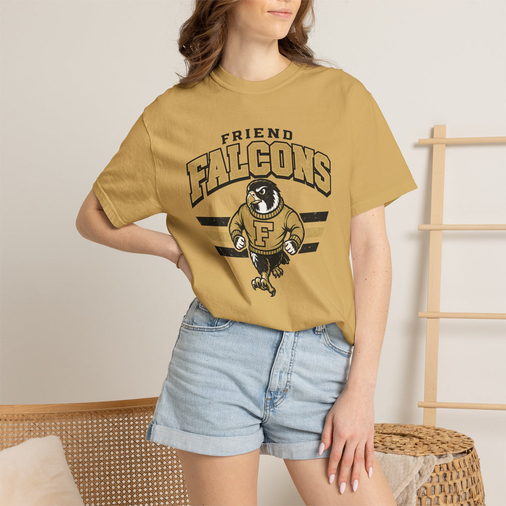 Falcons Vintage Mascot T-Shirt — "Friend Falcons" Retro School Tee
