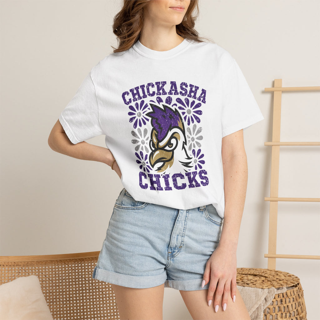 Chickasha Chicks Mascot T-Shirt — Vintage Floral School Spirit Tee