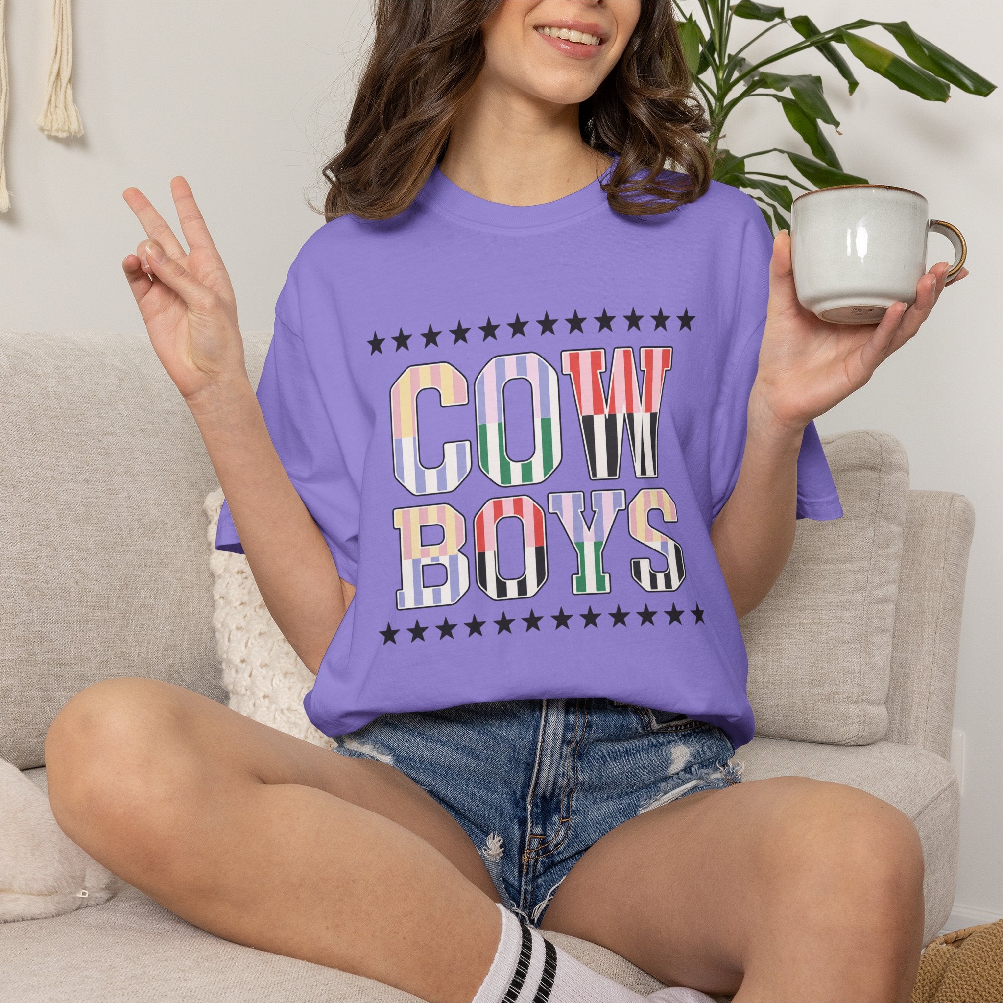 Cowboys Graphic T-Shirt — Vintage Western Stripe Design