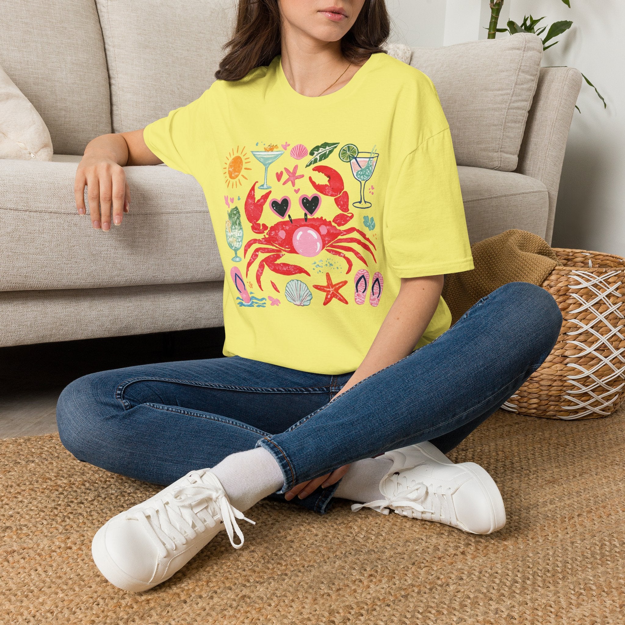 Crabby Cocktail Beach T-Shirt — Cute Summer Crab Graphic Tee