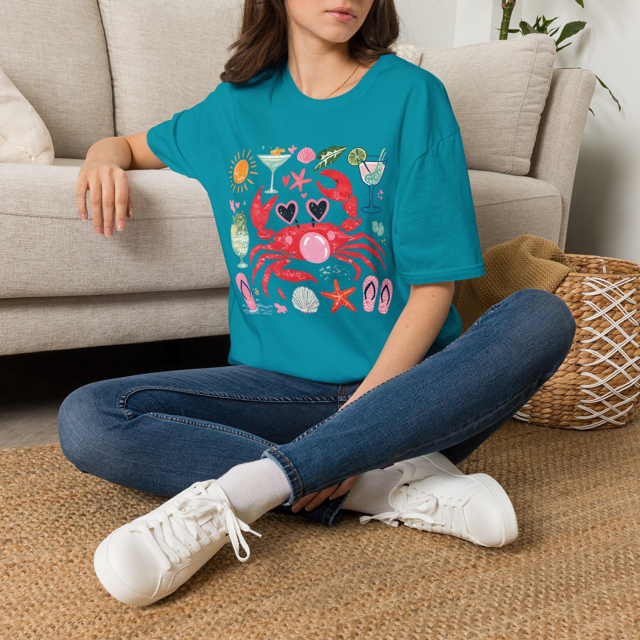 Crabby Cocktail Beach T-Shirt — Cute Summer Crab Graphic Tee