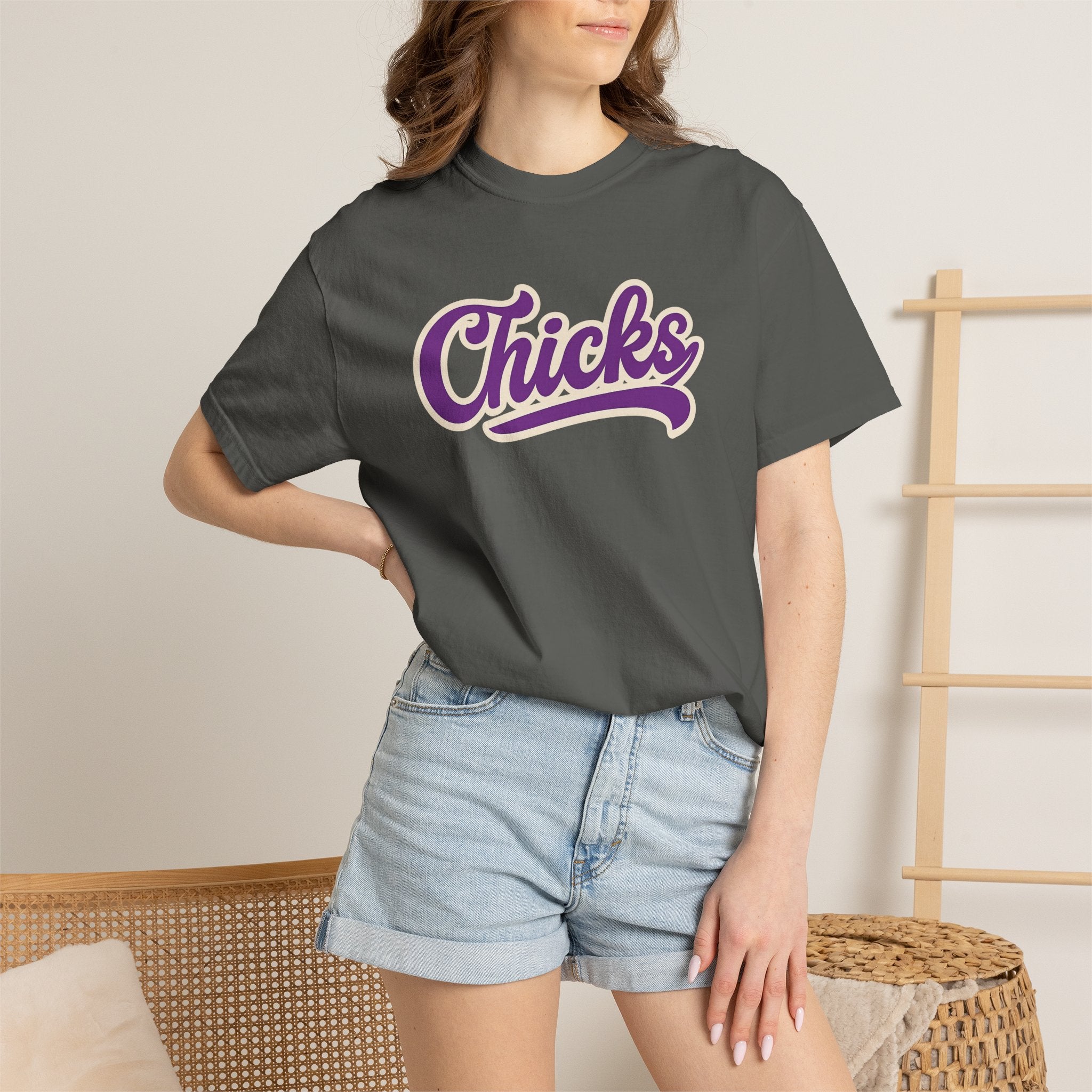 Chicks Script T‑Shirt — Vintage Baseball Style Logo Tee