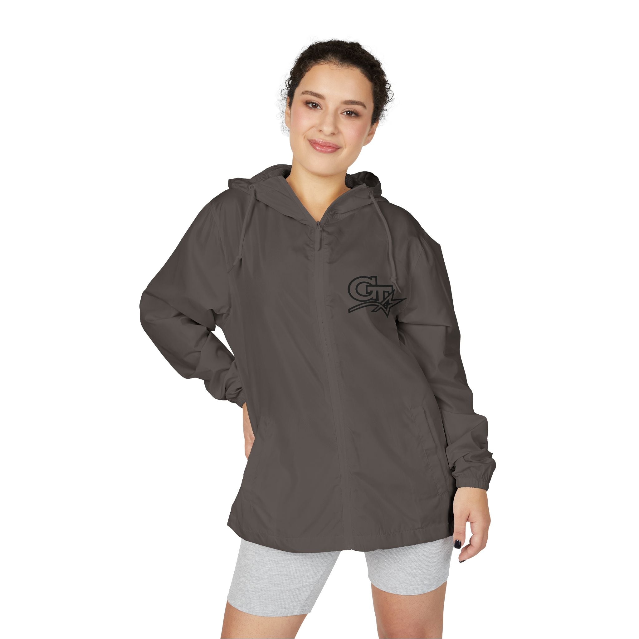 GT Windbreaker Jacket — White Lightweight Full‑Zip Hoodie